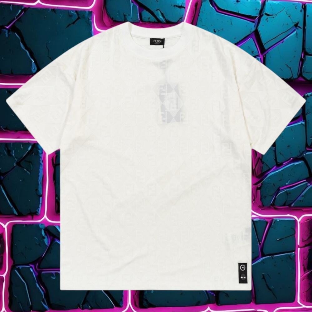 Fendi White Short Sleeve Tee ClassicCrew Neck